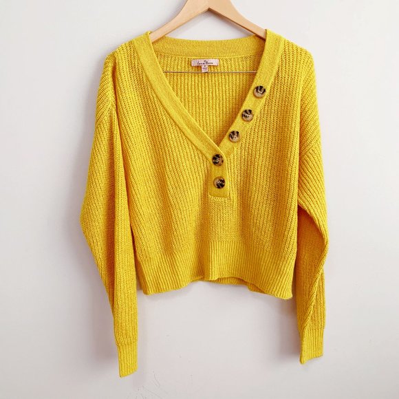 Love Tree Sweaters - Love Tree Sweater V Neck Chunky Knit Cropped